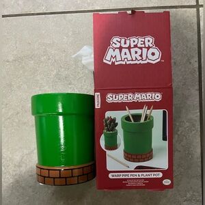 Super Mario warp pipe plant or pen pot